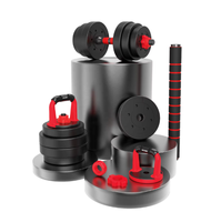 PINJIAN Ciment 4-en-1 Ensemble d'haltères Haltérophilie Casting Gym Set Barbell Kettlebell Haltère réglable