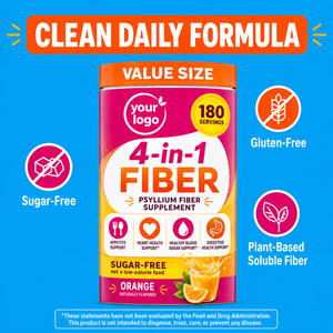 Complément alimentaire végétalien sans sucre à l'orange et aux fibres de psyllium pour la santé digestive, favorisant une meilleure digestion et une sensation de léger, soutient le métabolisme sain. - Product Image 2