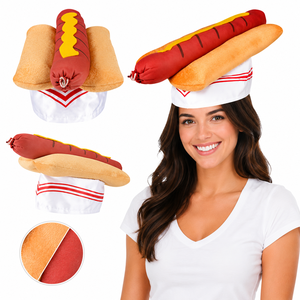 Sombrero <span class=keywords><strong>de</strong></span> Peluche <span class=keywords><strong>de</strong></span> Perrito Caliente al por Mayor, Divertido Disfraz <span class=keywords><strong>de</strong></span> Comida para Fiestas <span class=keywords><strong>de</strong></span> Barbacoa, Festivales y Carnavales - Product Image 1