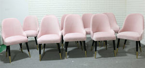 Chaise de salle à manger moderne en laine blanche mélangée, tissu de Boucle, jambe en métal noir, café, laine d'agneau - Product Image 4