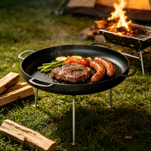 Plancha Portátil <span class=keywords><strong>para</strong></span> Exteriores con Patas Metálicas Desmontables, Sartén de Hierro Fundido <span class=keywords><strong>para</strong></span> Fogatas, Barbacoa, Paella y Frituras - Product Image 6