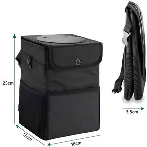 Foldable Leakproof Back <b>Seat</b> Car Organizer Lid New Design Universal Fit Vehicle Headrest Hanging Trash Can <b>Storage</b> Use Polyester - Product Image 3