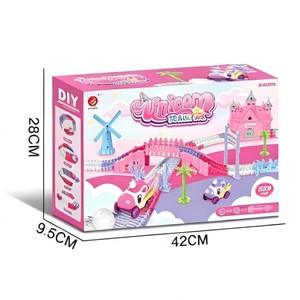 Set <span class=keywords><strong>de</strong></span> Pistas <span class=keywords><strong>de</strong></span> Carreras <span class=keywords><strong>de</strong></span> Coches <span class=keywords><strong>de</strong></span> Princesas Rosas para Niñas, Set <span class=keywords><strong>de</strong></span> Pistas <span class=keywords><strong>de</strong></span> Carreras Flexibles DIY con 232 Piezas <span class=keywords><strong>de</strong></span> Camiones Monstruo y Tren Mágico Plegable - Product Image 5