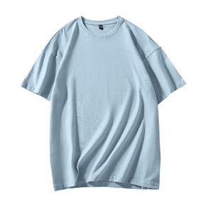 27 colores 200gsm algodón cuello redondo ajuste suelto hombro caído manga corta sobre tamaño hombres camiseta - Product Image 2