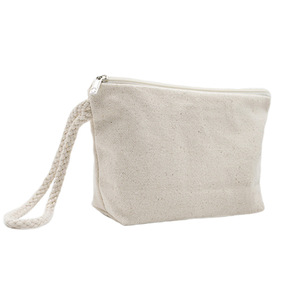 Cotton Canvas Clutch Bag 12oz Black Zipper Dumpling Shape With Nylon Lining Durable Cosmetic Case - Product Image 4