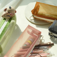 Étui à crayons coréen translucide au style simple et créatif avec fermeture éclair pour étudiants, étui à crayons, papeterie de bureau, papeterie scolaire