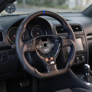 Volant de voiture personnalisé en cuir et fibre de carbone pour VW Volkswagen Golf 5 Mk 5 4 Jetta Passat Bora 2003 2009 - Product Image 4