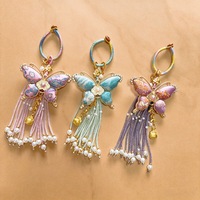 Pendentif Papillon Superposable pour Cheongsam, Accessoire Exquis et Délicat, Ornement Suspendu Vintage à Long Pompon en Forme de Papillon