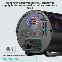 Ordinateur de jeu horizontal ATX panoramique transparent RGB Play Jiayuan Air Bomb pour cybercafé, refroidissement liquide, forme spéciale