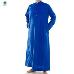 Grosir Jubah Lengan Panjang Abaya Jubba Katun Maroko Muslim Pria Arab Kerah Terbuka/Gamis