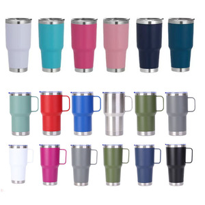 Gobelet isotherme en acier inoxydable 20 oz avec poignée, mug de voyage écologique, revêtement poudré pour usage extérieur - Product Image 1