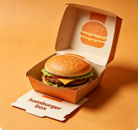 Boîte à hamburger en papier kraft personnalisée, boîte d'emballage jetable résistante à l'huile pour la restauration rapide à emporter