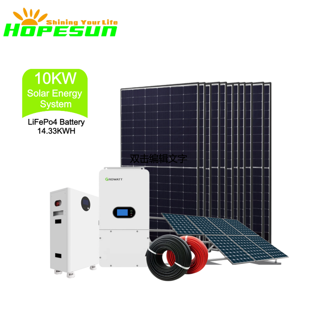 Off Grid Solar Kit 10Kw 48vdc 220v Single Phase 14.33KWh LiFePo4 Battery a Grade Mono Solar Panel