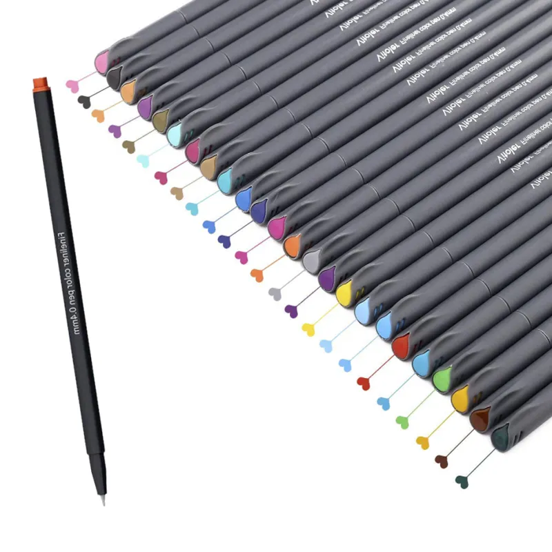 กราฟฟิตีระบายสีไดอารี่ปากกาหัวเล็ก12/24/36/48/60/100สี,ชุดปากกาหัวละเอียดปากกามาร์กเกอร์เขียนหนังสือวาดรูปปากกาฟินเนอร์