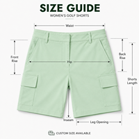 Shorts de golf cargo personnalisés pour femmes, grandes poches latérales, tissu extensible à séchage rapide pour les participants aux compétitions de golf