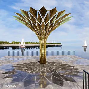 Vincentaa منحوتة شجرة معدنية هندسية حديثة قابلة للتخصيص من الفولاذ المقاوم للصدأ للأماكن الخارجية طراز حديث كبير