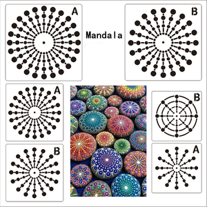 Pochoirs Mandala en plastique pour animal de compagnie, 10 pièces, bricolage, décoration, <span class=keywords><strong>dessin</strong></span>, Laser, modèle, géométrie, cadre mural, peinture, bois - Product Image 1