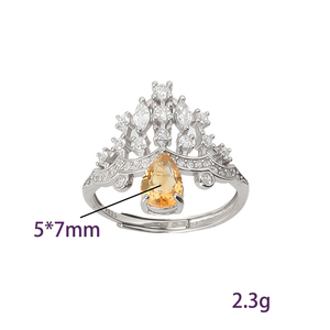 9 Fine 5*7mm Pear Cut Natural Stone <b>King</b> <b>Crown</b> Rings Adjustable 925 Sterling Silver Rhodium Plated Non Tarnish Jewelry - Product Image 6