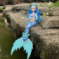 Poupée Sirène Mini en Plastique de Dessin Animé Tendance aux Grands Yeux avec Couronne