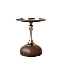 Table basse moderne haut de gamme multifonctionnelle, assemblage facile, couleur noyer, table d'appoint décorative pour salon, balcon, en métal