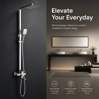 Système de douche thermostatique mural chromé avec pommeau de pluie, double poignée, cartouche céramique, design moderne pour hôtel