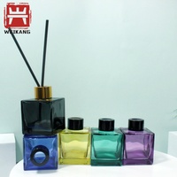 Bouteille diffuseur vide en gros, forme carrée transparente de luxe, 100 ml, bouteille en verre pour diffuseur d'arômes