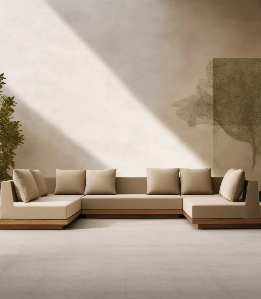 Outdoor Furniture Garden Sofa Modern Sofa  Patio Furniture Set Solid Teak  Frame Garden  Sofa Set