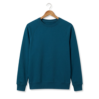 Sweat-shirt à col rond pour homme, couleur unie, manches raglan, coupe classique, tricot en coton, vêtement décontracté pour l'automne