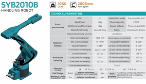 Sooyee SYB2010B Brazo Robótico Industrial de 6 Ejes, Carga Útil de 10 kg, Alcance de 2000 mm, Controlado por PLC, Manipulador Robótico de Alta Precisión para Pal - Product Image 3