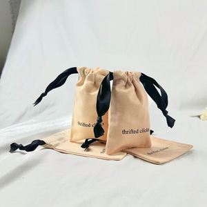 Wholesale <b>Small</b> Moq 100% Organic Cotton Packing Pouch Canvas Fabric Muslin Calico Pouch Eco Dust Pouch With <b>Black</b> Ribbon - Product Image 3