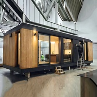Maison préfabriquée en conteneur, design modulaire rectangulaire en verre trempé miroir, pour bureau, villa, maison préfabriquée