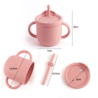 Tasse à collation en Silicone pour bébé, récipient pour aliments pour tout-petits sans déversement, tasse pour bébé en Silicone avec couvercle et paille