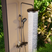 Ensemble de douche intelligent mural de luxe, haute pression, eau chaude et froide, systèmes de pluie et jets doux pour appartements, finition polie