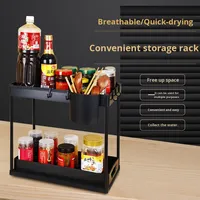 Étagère pliante à 2 niveaux pour cuisine et salle de bain, à installer sous l'armoire coulissante, pour l'organisation et le rangement domestique sous l'évier