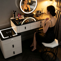Coiffeuse de chambre en bois de style nordique, moderne et minimaliste, multifonctionnelle tout-en-un, avec chargeur sans fil