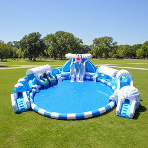 Parcs aquatiques gonflables géants pour enfants, en PVC personnalisé, pour l'extérieur, usage commercial, avec <span class=keywords><strong>piscine</strong></span> et <span class=keywords><strong>toboggan</strong></span> - Product Image 1