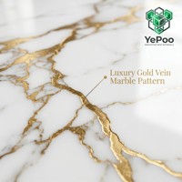 Panneau mural décoratif brillant en PVC imitation marbre 1220*2440*3mm pour chambre, villa, hall, étanche, facile à installer, doré