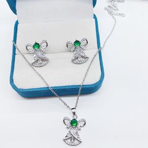 Luxury Bell Charm Set 18K Chapado en oro de acero inoxidable Micro Pave Zircon Collar Pendientes Set - Product Image 4