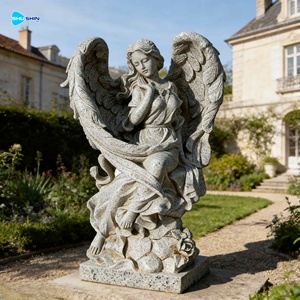 Estatuas <span class=keywords><strong>de</strong></span> Ángeles <span class=keywords><strong>de</strong></span> Mármol Blanco Modernas Personalizadas para Interiores/Exteriores, Hermosa Escultura <span class=keywords><strong>de</strong></span> Ángel con Pluma Tallada a Mano para Jardín - Product Image 4