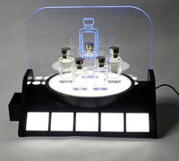 Support d'affichage de flacon de parfum en acrylique éclairé par LED, présentoir de comptoir en acrylique pour cosmétiques avec panneau de logo rétroéclairé pour parfum