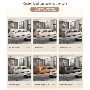 Sofa da phòng khách hiện đại tối giản Lớp trên cùng da Ý ánh sáng sang trọng nhà thẳng hàng sofa Ba chỗ ngồi - Product Image 2