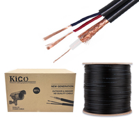 Câble coaxial CCTV haute vitesse KICO RG59+2C 500m ou 305m, combo câble vidéo et alimentation pour systèmes de caméras CCTV, vente en gros