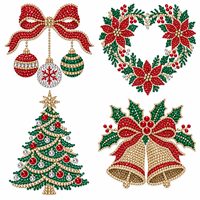 Transferts thermocollants personnalisés de Noël en strass, motifs brillants à repasser pour sweat-shirts et t-shirts, logos 3D DTF, patchs thermocollants