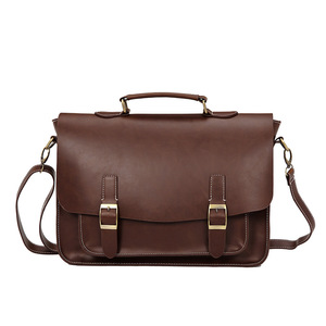 Sac à main en cuir PU pour hommes, asymétrique épaule <span class=keywords><strong>diagonale</strong></span> multifonctionnel stéréotypé horizontal rétro business crazy horse - Product Image 1