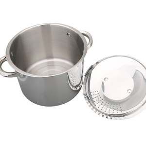 ステンレス製パスタポット（ストレーナー付き蓋）- 蒸し穴付き食器洗い機対応調理器具 - Product Image 3