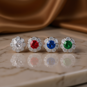 Boucles d'oreilles en or blanc E3181 avec diamants ronds taille brillant, couleur D, certifiées GIA, style classique, unisexe, pour un usage quotidien - Product Image 2