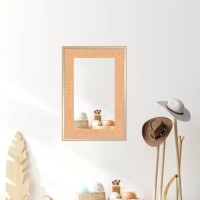 Miroir mural rectangulaire décoratif de luxe avec cadre en aluminium doré plume sarcelle orange en verre de qualité suspendu pour la décoration intérieure