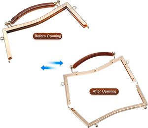 Uxcell Metal Purse <b>Frames</b> Pcs Kiss Lock Clasp <b>Frame</b> Clutch <b>Frame</b> With Rubber Handle For Coin Purse Handbag Making DIY Craft Gold - Product Image 4