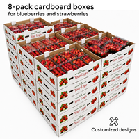 8 Verpakkingen Golfkartonnen Fruitbakjes met Aangepast Logo, Blauwe Bes, Aardbei, Fruitverpakking met Handgrepen, Groothandel