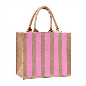 Excellent Quality Geometric Print <b>Jute</b> Tote <b>Bag</b> Stylish Shopping <b>Bag</b> for Fashion Retail Stores Available at Factory Price - Product Image 1